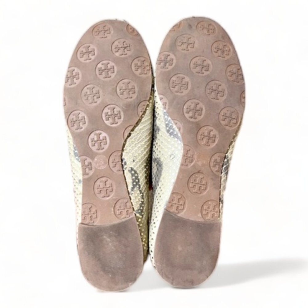 Tory Burch Gold/Beige Python Embossed Leather Rev… - image 3